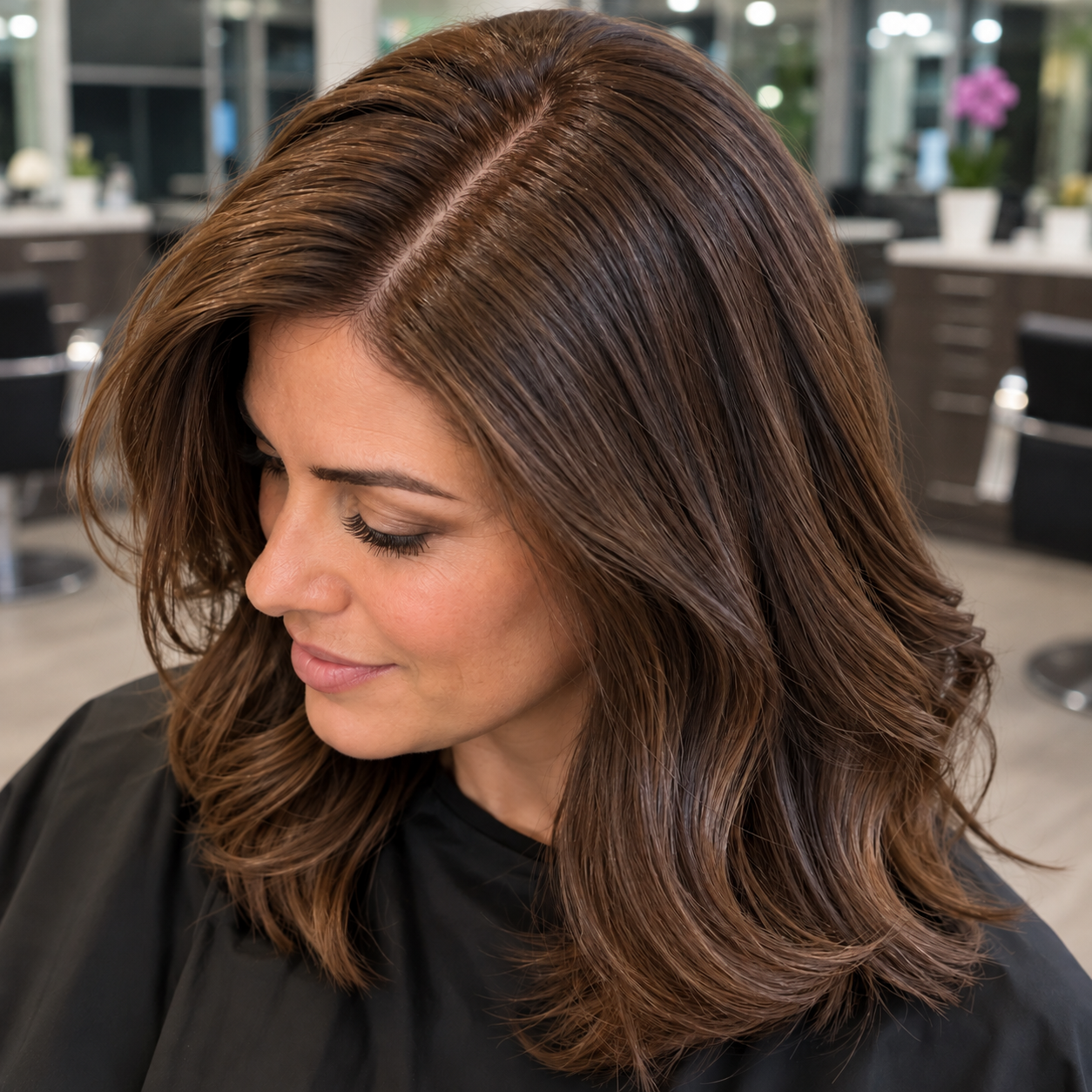 Root color maintenance showing a polished root blend by Beheshte Sadeghi